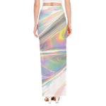 Holographic Art Print High Slit Maxi Skirt
