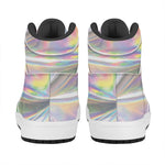 Holographic Art Print High Top Leather Sneakers