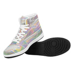 Holographic Art Print High Top Leather Sneakers
