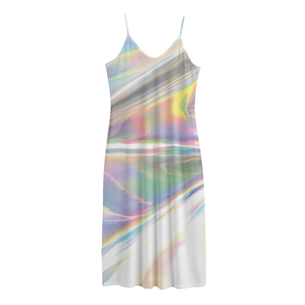 Holographic Art Print Jersey Midi Cami Dress