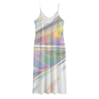 Holographic Art Print Jersey Midi Cami Dress