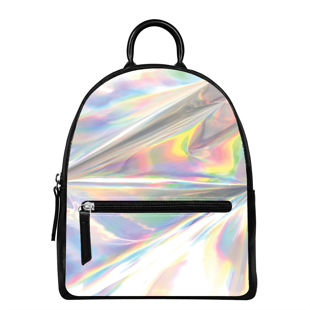 Holographic Art Print Leather Backpack