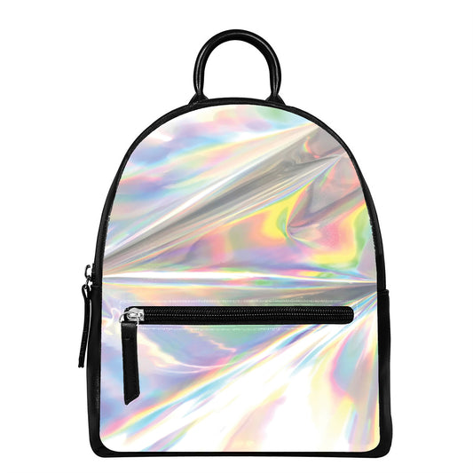 Holographic Art Print Leather Backpack