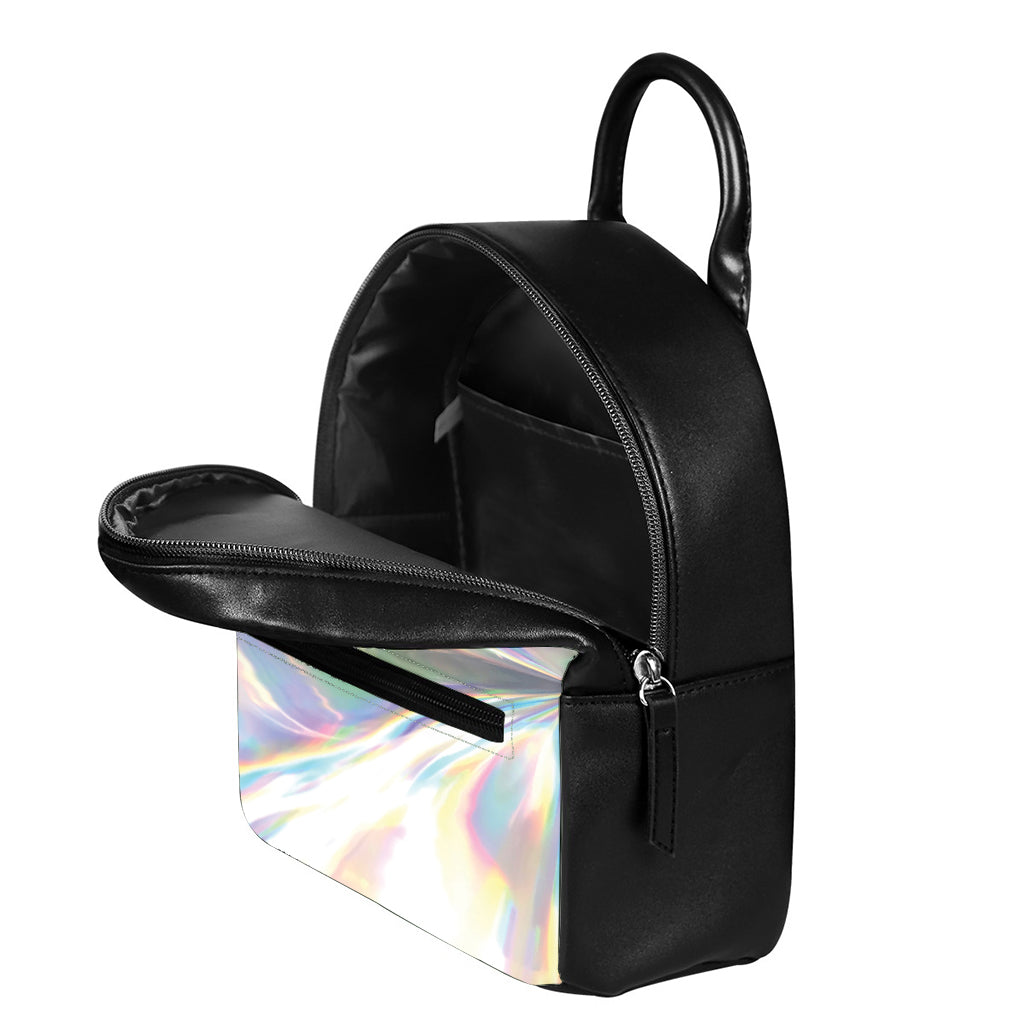 Holographic Art Print Leather Backpack