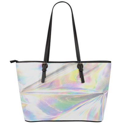 Holographic Art Print Leather Tote Bag