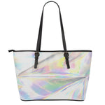 Holographic Art Print Leather Tote Bag