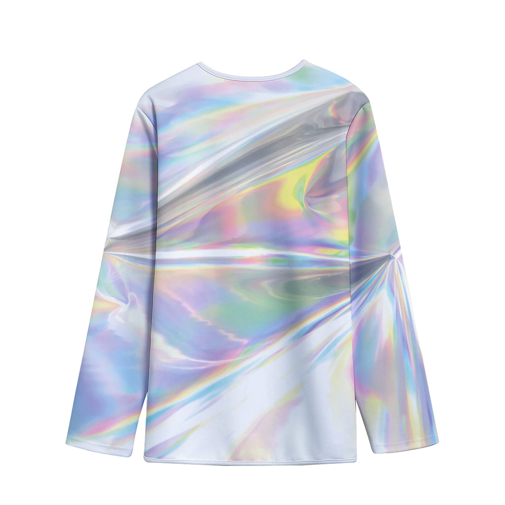Holographic Art Print Long Sleeve Short Coat