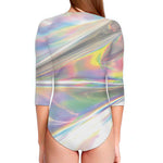 Holographic Art Print Long Sleeve Swimsuit