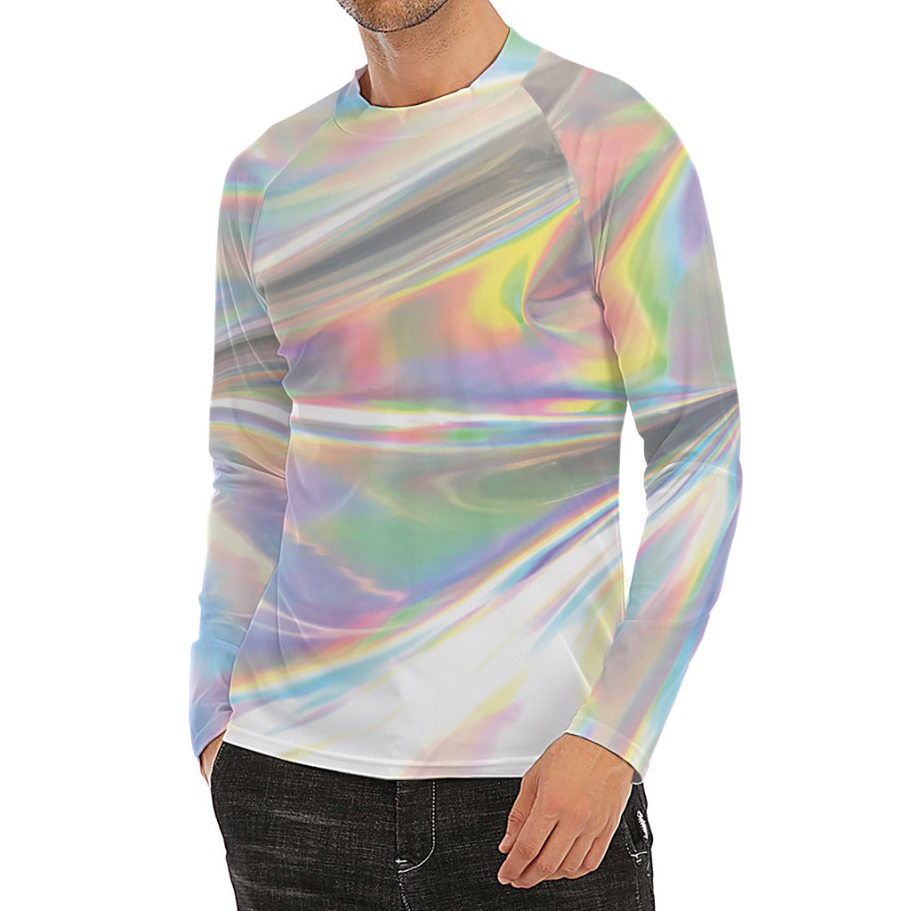Holographic Art Print Men's Long Sleeve Rash Guard