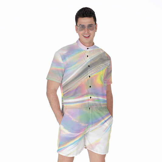 Holographic Art Print Men's Rompers