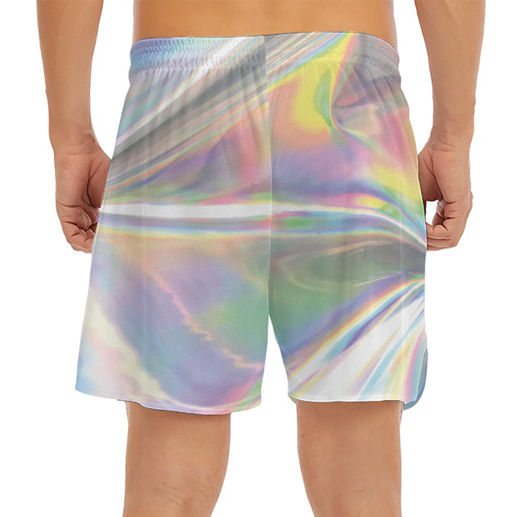 Holographic Art Print Men's Split Running Shorts