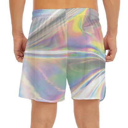 Holographic Art Print Men's Split Running Shorts