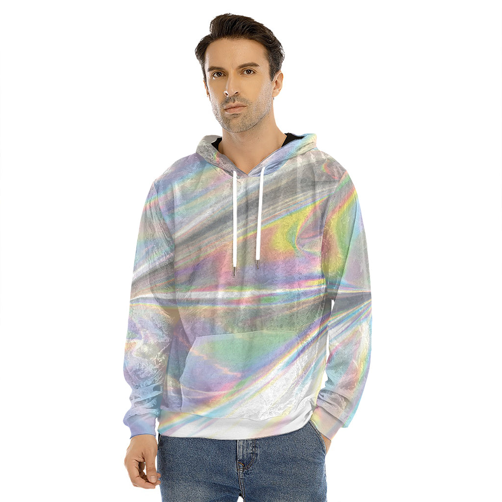 Holographic Art Print Men's Velvet Pullover Hoodie
