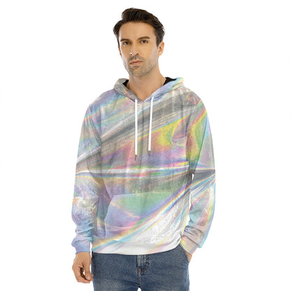 Holographic Art Print Men's Velvet Pullover Hoodie