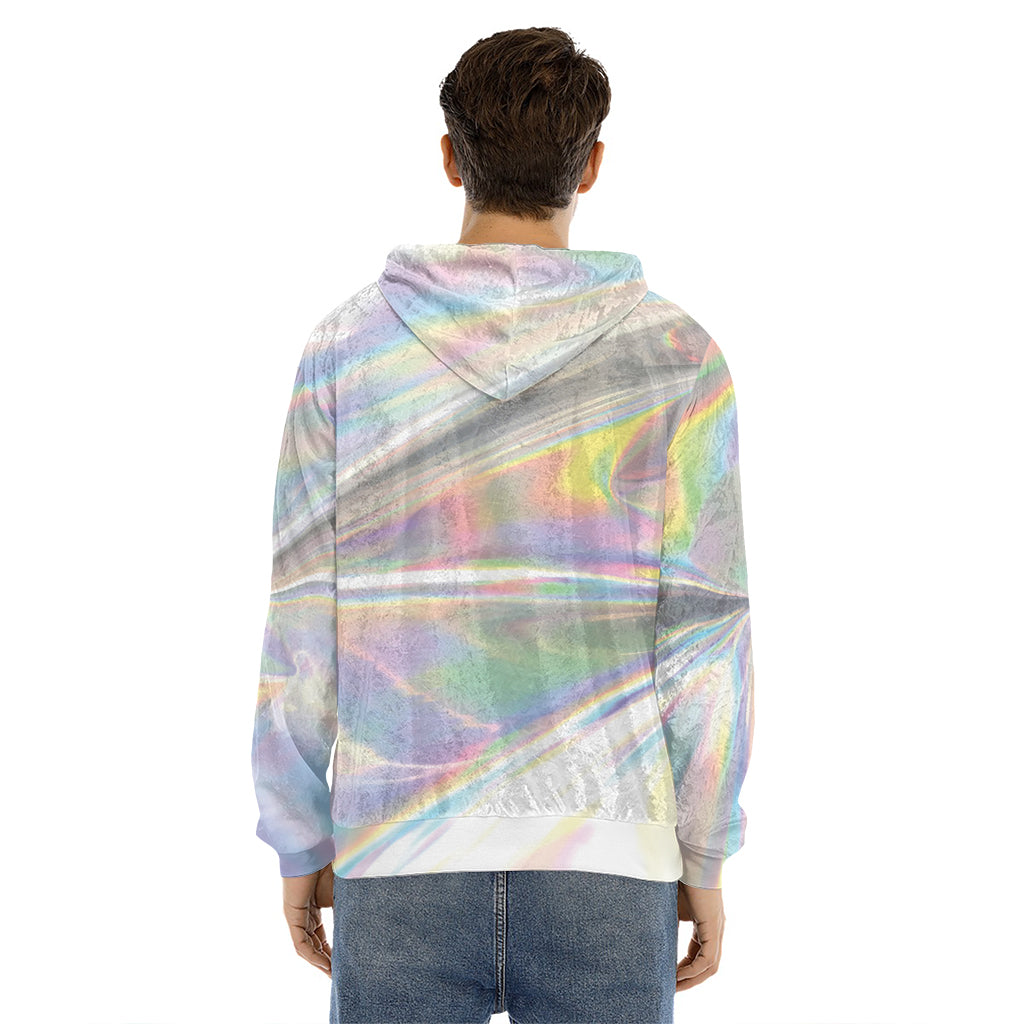 Holographic Art Print Men's Velvet Pullover Hoodie