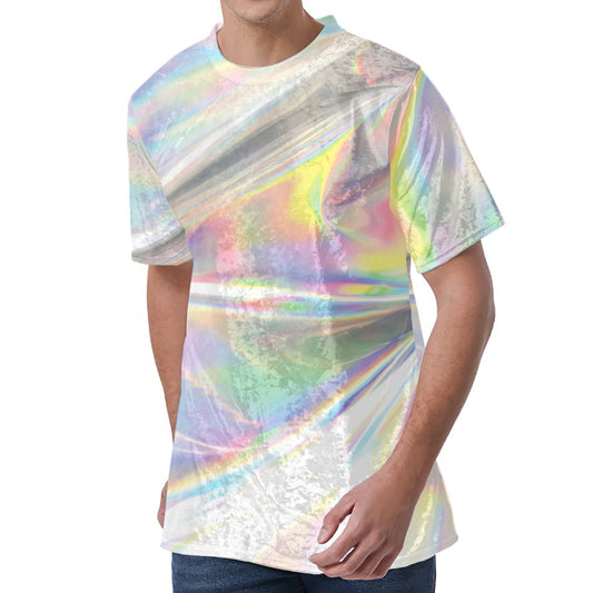 Holographic Art Print Men's Velvet T-Shirt