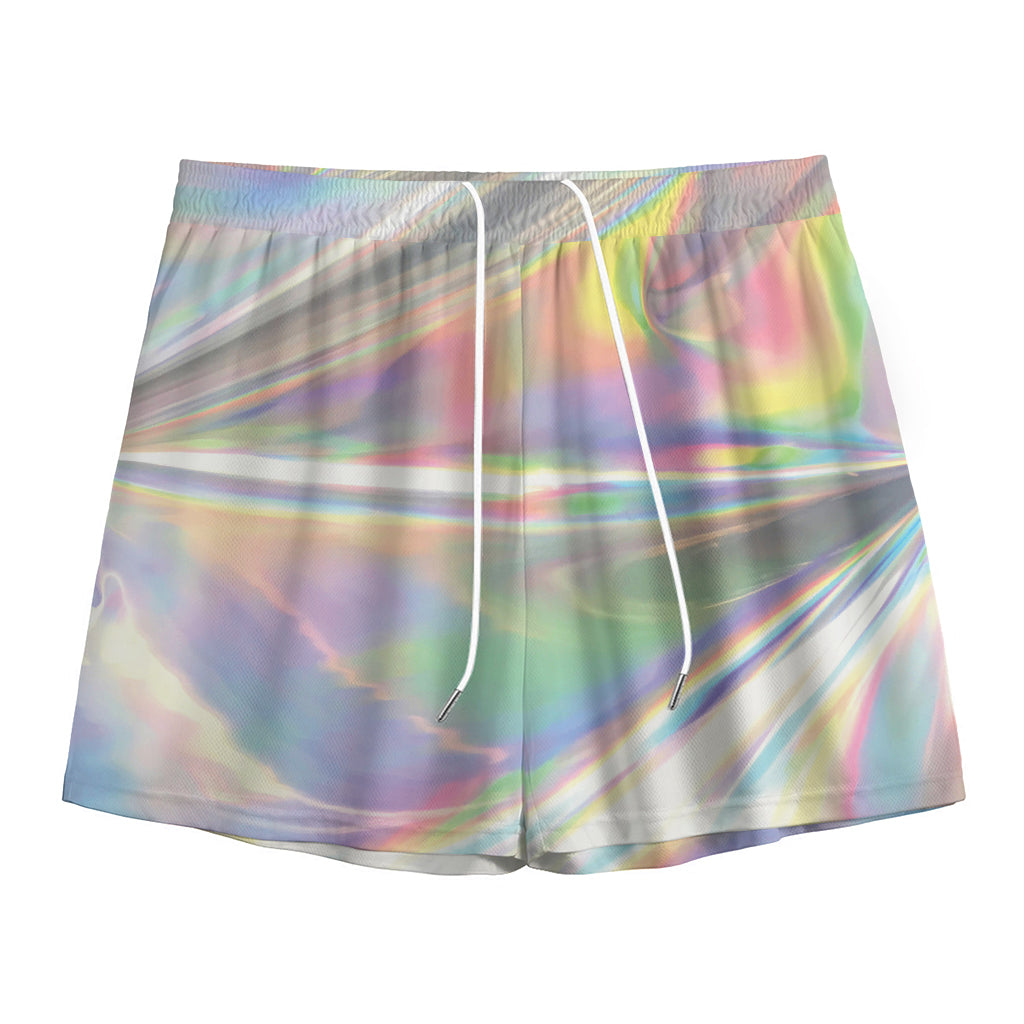 Holographic Art Print Mesh Shorts