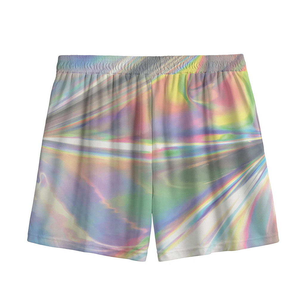Holographic Art Print Mesh Shorts
