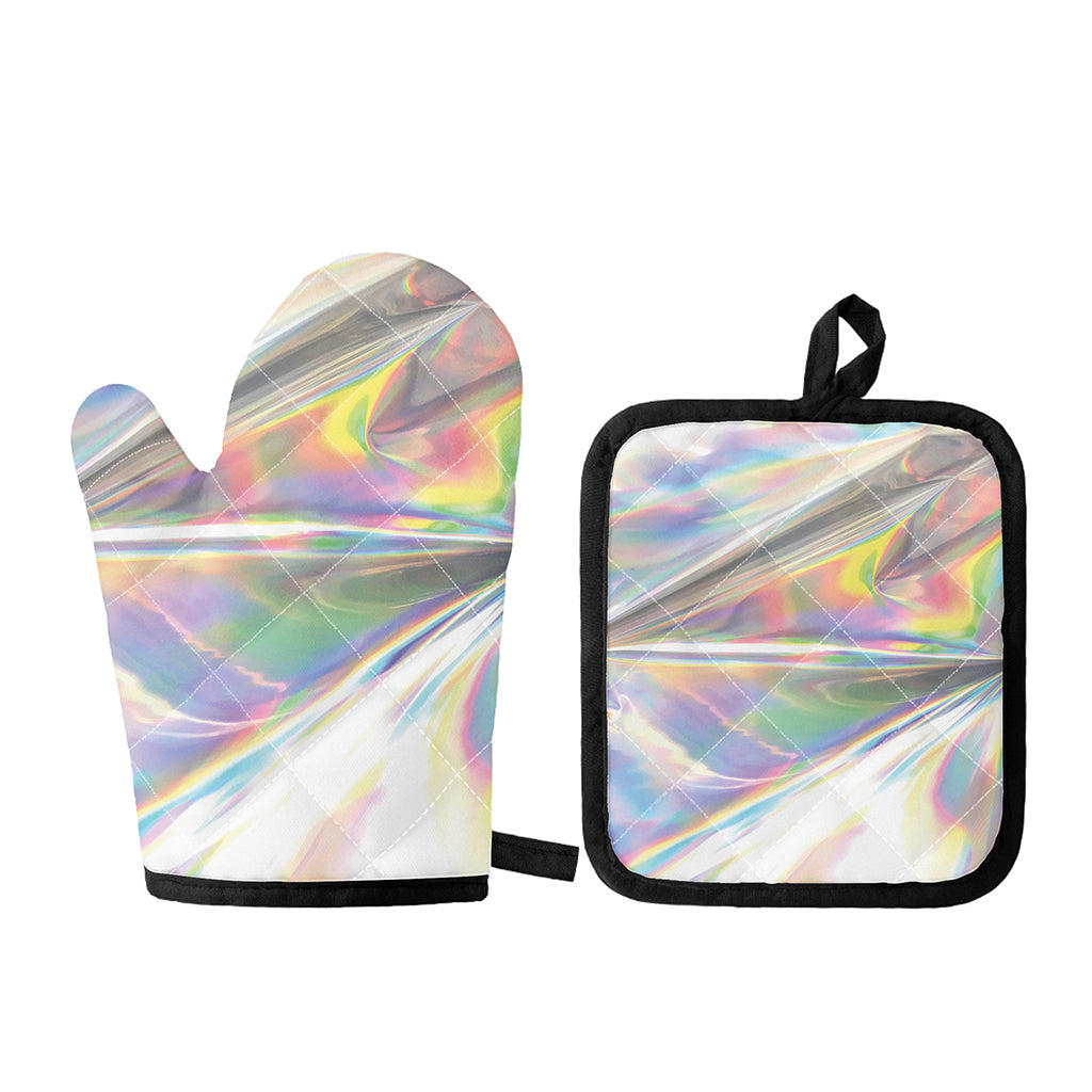 Holographic Art Print Oven Mitt And Pot Holder Set