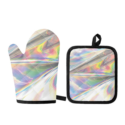 Holographic Art Print Oven Mitt And Pot Holder Set