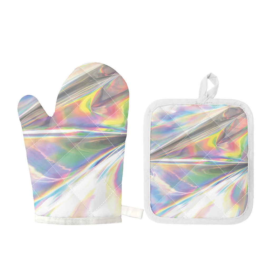 Holographic Art Print Oven Mitt And Pot Holder Set
