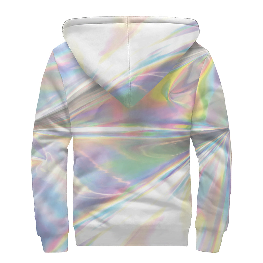 Holographic Art Print Sherpa Lined Zip Up Hoodie