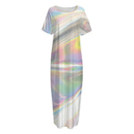 Holographic Art Print Short Sleeve Long Nightdress