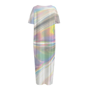 Holographic Art Print Short Sleeve Long Nightdress