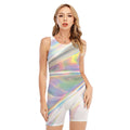 Holographic Art Print Sleeveless One Piece Swimsuit