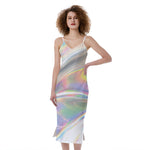 Holographic Art Print Slim Fit Midi Cami Dress