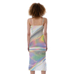 Holographic Art Print Slim Fit Midi Cami Dress