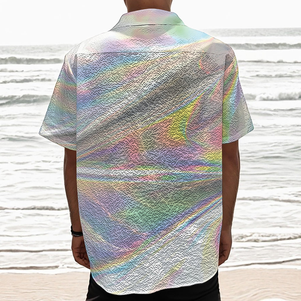 Holographic Art Print Textured Short Sleeve Shirt