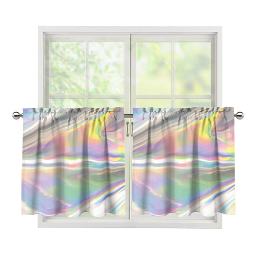 Holographic Art Print Tier Curtains