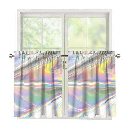 Holographic Art Print Tier Curtains