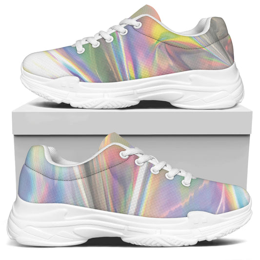 Holographic Art Print White Chunky Shoes