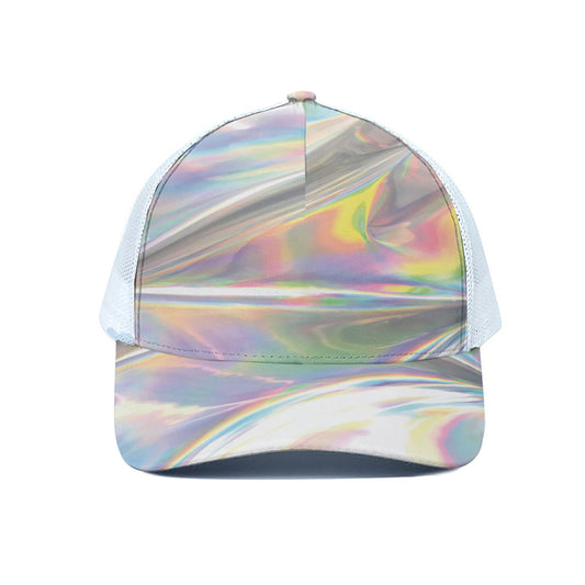 Holographic Art Print White Mesh Trucker Cap