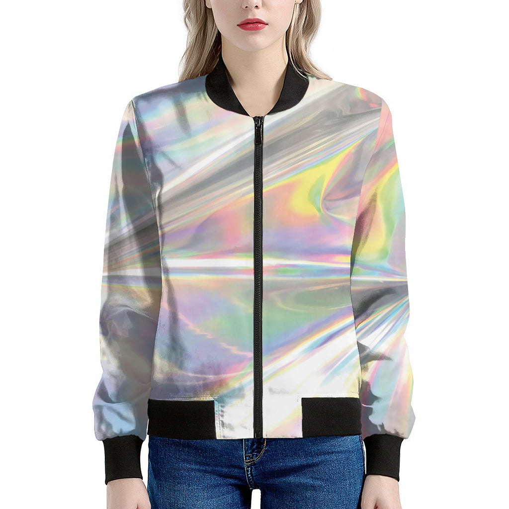 Holographic Art Print Women's Bomber Jacket