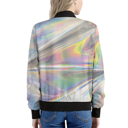 Holographic Art Print Women's Bomber Jacket