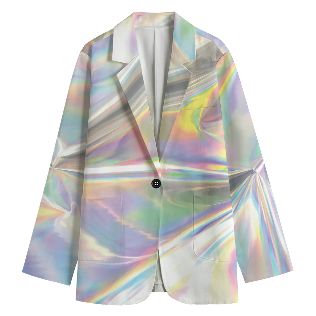 Holographic Art Print Women's Cotton Blazer