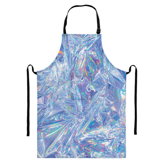 Holographic Artwork Print Bib Apron With Pocket