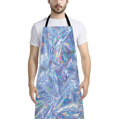 Holographic Artwork Print Bib Apron With Pocket