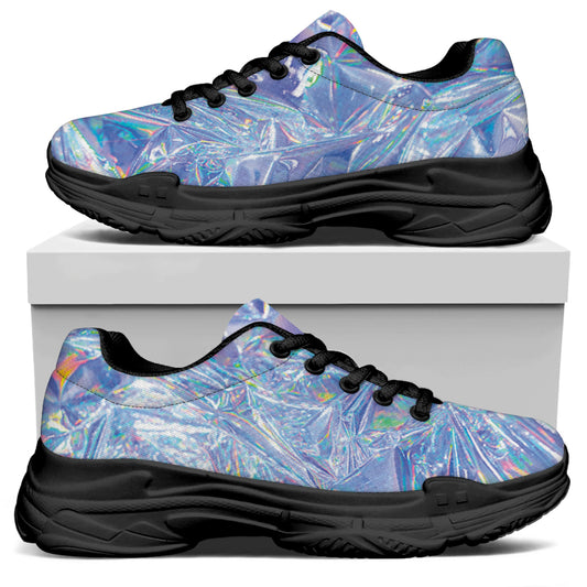 Holographic Artwork Print Black Chunky Shoes