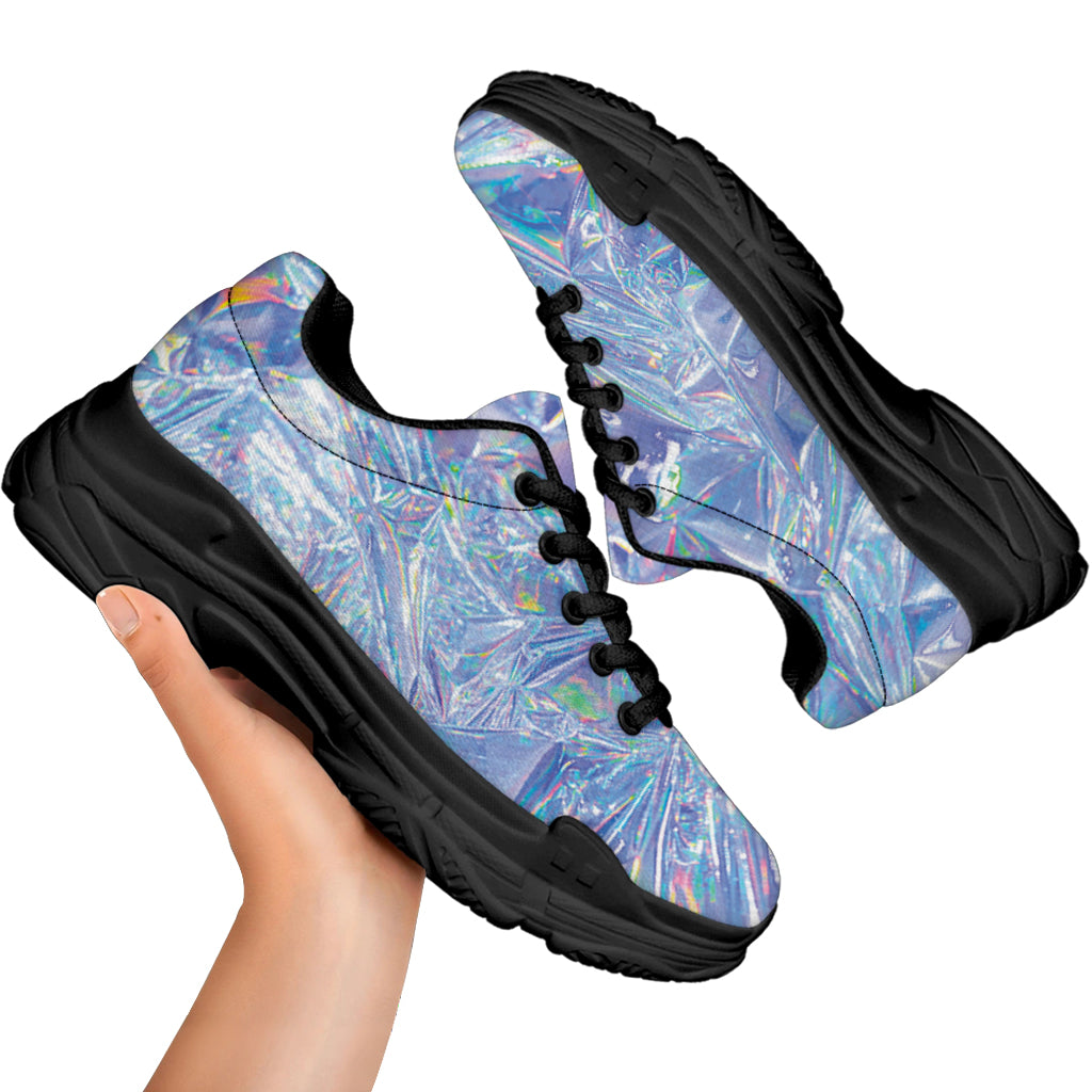 Holographic Artwork Print Black Chunky Shoes