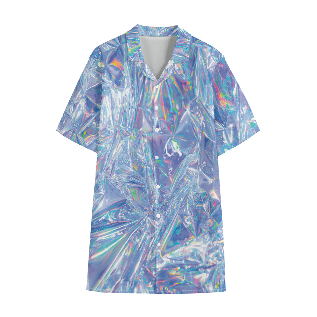 Holographic Artwork Print Cotton Hawaiian Shirt