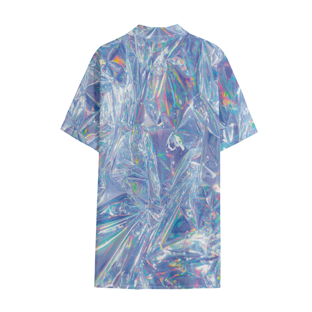 Holographic Artwork Print Cotton Hawaiian Shirt
