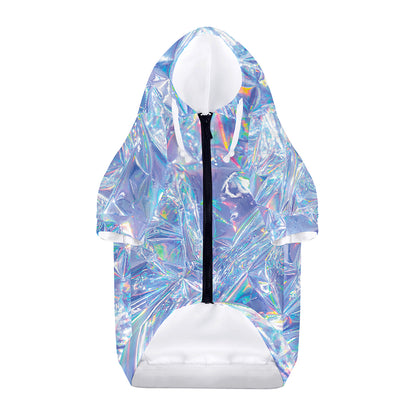 Holographic Artwork Print Dog Zip Up Hoodie