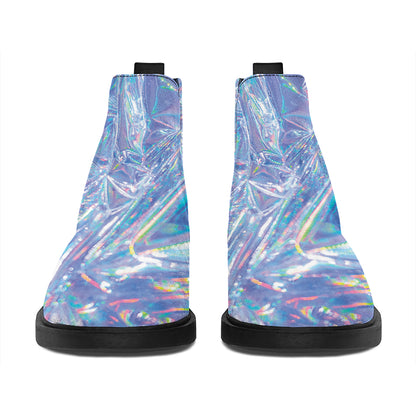 Holographic Artwork Print Flat Ankle Boots