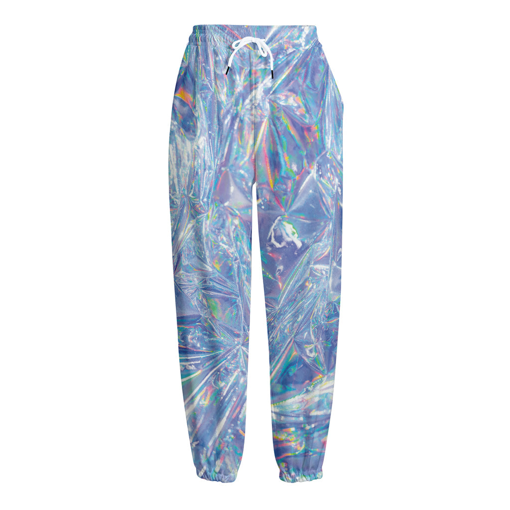 Holographic Artwork Print Fleece Lined Knit Pants