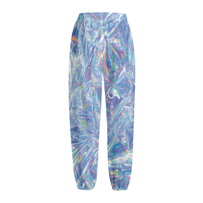 Holographic Artwork Print Fleece Lined Knit Pants
