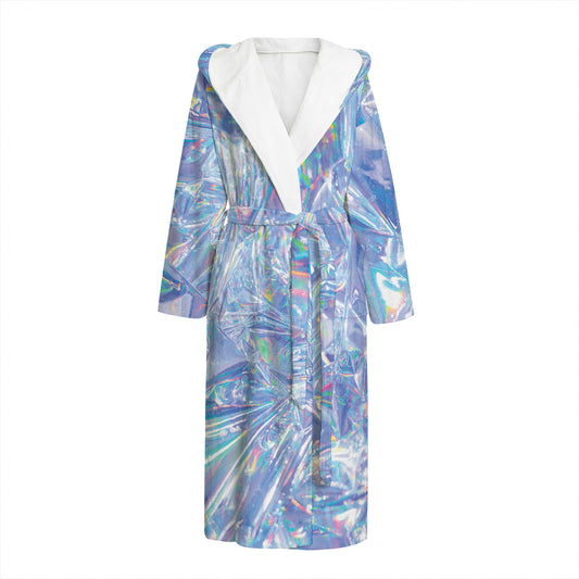 Holographic Artwork Print Hooded Bathrobe